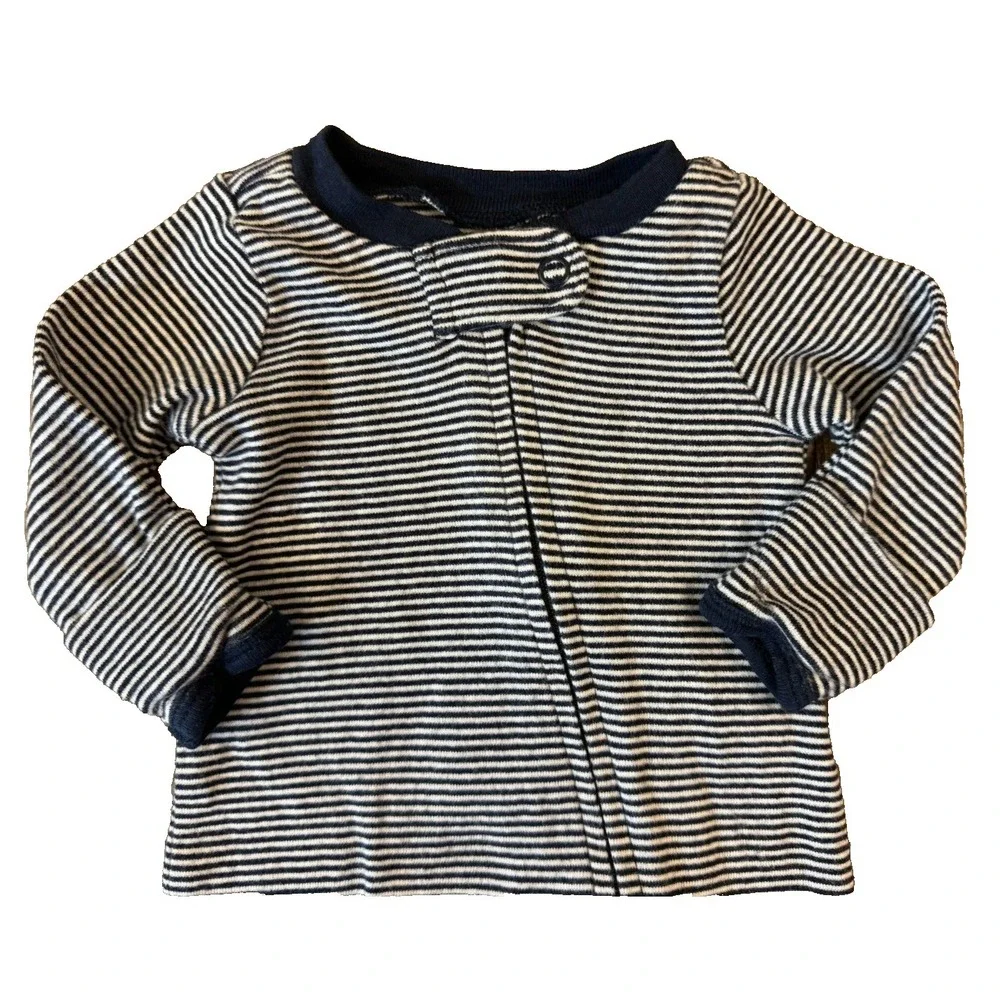 Carters‎ Preemie Baby Boy Sleeper Striped Zipper Navy Blue Outfit Romper Cotton